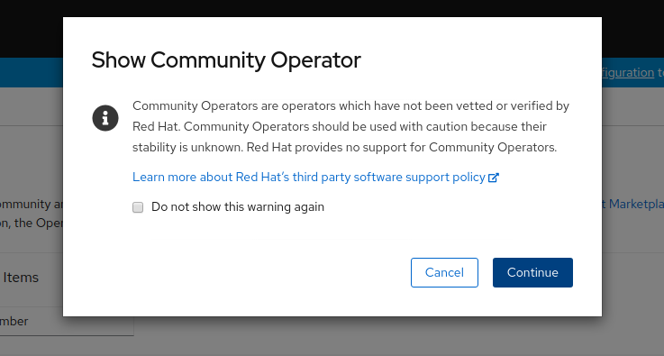 Confirm community operator
